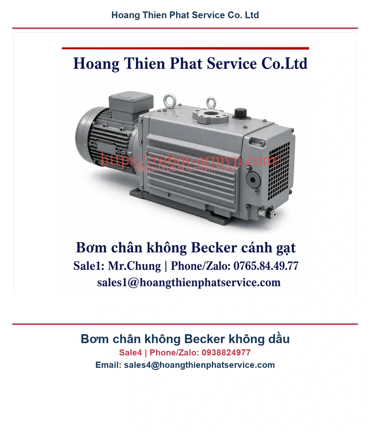 Bơm chân không Becker không dầu